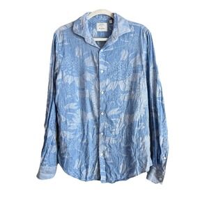 Murano Baird McNutt Shirt Slim Sz M Linen Button Up Long Sleeve Sunflower Floral
